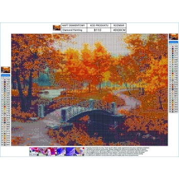 Haft Diamentowy, Obraz, Mozaika Diamentowa Diamond Painting, PARK JESIENIĄ 40x30cm