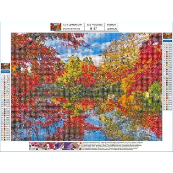 Haft Diamentowy, Obraz, Mozaika Diamentowa Diamond Painting, PARK JESIENIĄ 40x30cm
