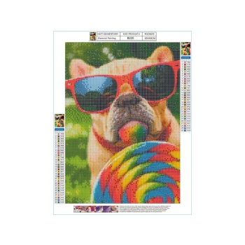 Haft Diamentowy, Obraz, Mozaika Diamentowa Diamond Painting, PIES W OKULARACH 30x40cm