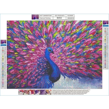 Haft Diamentowy, Obraz, Mozaika Diamentowa Diamond Painting, KOLOROWY PAW 40x30cm