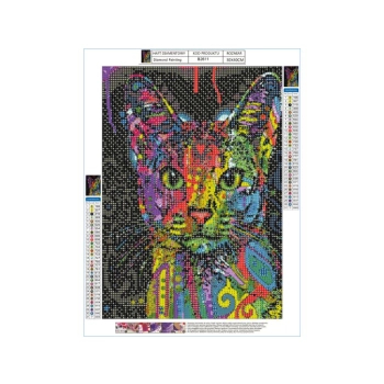 Haft Diamentowy, Obraz, Mozaika Diamentowa Diamond Painting, KOT W KOLORZE 30x40cm