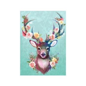 Haft Diamentowy, Obraz, Mozaika Diamentowa Diamond Painting, JELONEK - KWIECISTE POROŻE 30x40cm