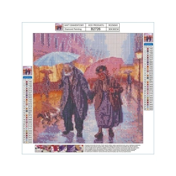 Haft Diamentowy, Obraz, Mozaika Diamentowa Diamond Painting, SPACER W DESZCZU 30x30cm