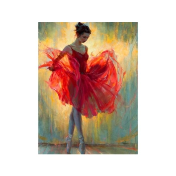 Haft Diamentowy, Obraz, Mozaika Diamentowa Diamond Painting, BALETNICA W CZERWIENI 30x40cm