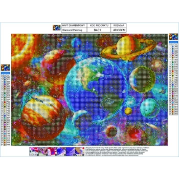 Haft Diamentowy, Obraz, Mozaika Diamentowa Diamond Painting, KOSMOS, UKŁAD SŁONECZNY 40x30cm