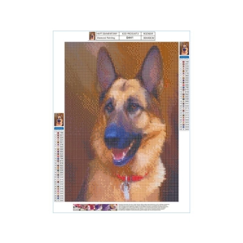 Haft Diamentowy, Obraz, Mozaika Diamentowa Diamond Painting, PIES - OWCZAREK NIEMIECKI 30x40cm