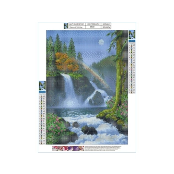 Haft Diamentowy, Obraz, Mozaika Diamentowa Diamond Painting, WODOSPAD Z TĘCZĄ 30x40cm