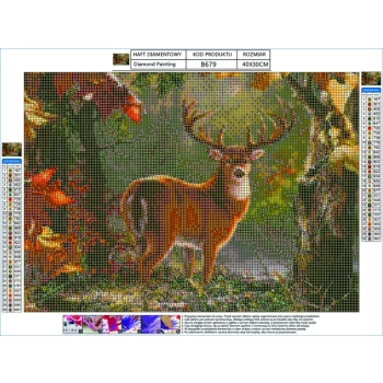 Haft Diamentowy, Obraz, Mozaika Diamentowa Diamond Painting, DOSTOJNY JELEŃ 40x30cm
