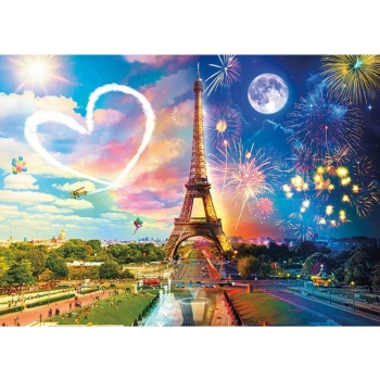 Haft Diamentowy, Obraz, Mozaika Diamentowa Diamond Painting, WIEŻA EIFFLA NOC I DZIEŃ Paryż 40x30cm