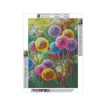 Haft Diamentowy, Obraz, Mozaika Diamentowa Diamond Painting, KOLOROWE DMUCHAWCE 30x40cm
