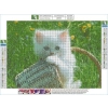 Haft Diamentowy, Obraz, Mozaika Diamentowa Diamond Painting, KOTEK W KOSZYKU 40x30cm