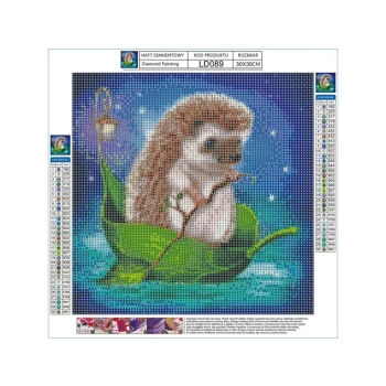 Haft Diamentowy, Obraz, Mozaika Diamentowa Diamond Painting, JEŻYK NA LISTKU 30x30cm