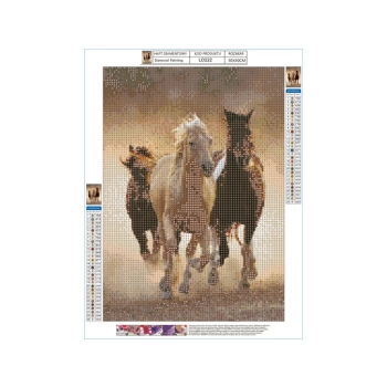 Haft Diamentowy, Obraz, Mozaika Diamentowa Diamond Painting, KONIE W GALOPIE 30x40cm