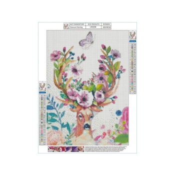 Haft Diamentowy, Obraz, Mozaika Diamentowa Diamond Painting, JELEŃ - KWIECISTE POROŻE 30x40cm