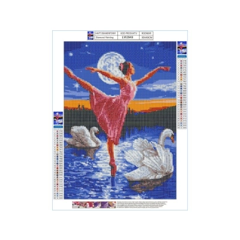 Haft Diamentowy, Obraz, Mozaika Diamentowa Diamond Painting, JEZIORO ŁABĘDZIE Baletnica 30x40cm