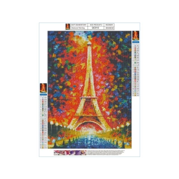 Haft Diamentowy, Obraz, Mozaika Diamentowa Diamond Painting, WIEŻA EIFFLA W KOLORZE 30x40cm