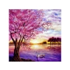 Haft Diamentowy, Obraz, Mozaika Diamentowa Diamond Painting, ZACHÓD SŁOŃCA NAD JEZIOREM 30x30cm