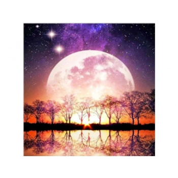 Haft Diamentowy, Obraz, Mozaika Diamentowa Diamond Painting, PEŁNIA KSIĘŻYCA 30x30cm