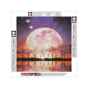 Haft Diamentowy, Obraz, Mozaika Diamentowa Diamond Painting, PEŁNIA KSIĘŻYCA 30x30cm