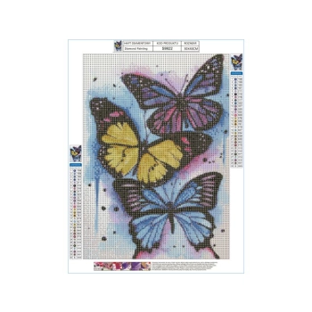 Haft Diamentowy, Obraz, Mozaika Diamentowa Diamond Painting, KOLOROWE MOTYLE 30x40cm
