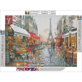 Haft Diamentowy, Obraz, Mozaika Diamentowa Diamond Painting, PARYSKA ULICZKA 40x30cm