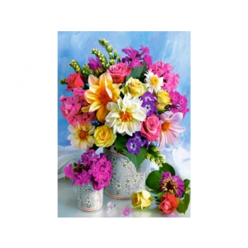 Haft Diamentowy, Obraz, Mozaika Diamentowa Diamond Painting, KOLOROWY BUKIET 30x40cm