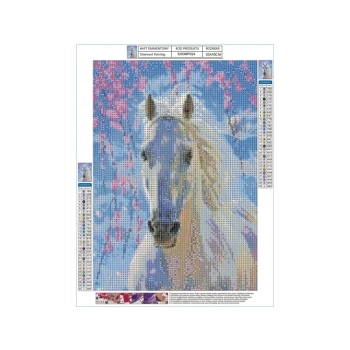 Haft Diamentowy, Obraz, Mozaika Diamentowa Diamond Painting, BIAŁY RUMAK Koń 30x40cm