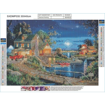Haft Diamentowy, Obraz, Mozaika Diamentowa Diamond Painting, GOSPODARSTWO NOCĄ 40x30cm