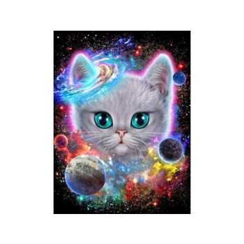 Haft Diamentowy, Obraz, Mozaika Diamentowa Diamond Painting, KOSMICZNY KOT 30x40cm