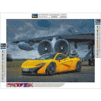 Haft Diamentowy, Obraz, Mozaika Diamentowa Diamond Painting, ŻÓŁTY MCLAREN 40x30cm