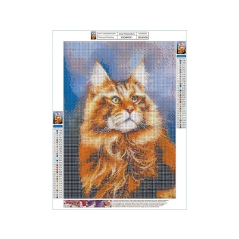 Haft Diamentowy, Obraz, Mozaika Diamentowa Diamond Painting, RUDY MAINE COON 30x40cm