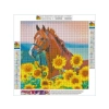 Haft Diamentowy, Obraz, Mozaika Diamentowa Diamond Painting, KOŃ W SŁONECZNIKACH 30x30cm