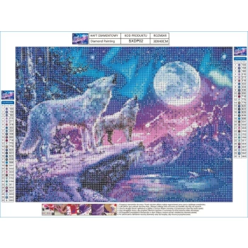 Haft Diamentowy, Obraz, Mozaika Diamentowa Diamond Painting, WATAHA WILKÓW 40x30cm