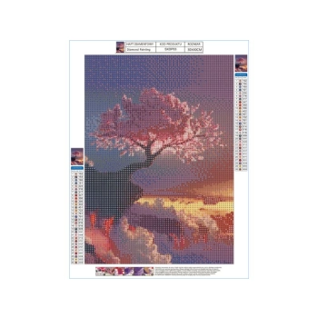 Haft Diamentowy, Obraz, Mozaika Diamentowa Diamond Painting, DRZEWO W CHMURACH 30x40cm