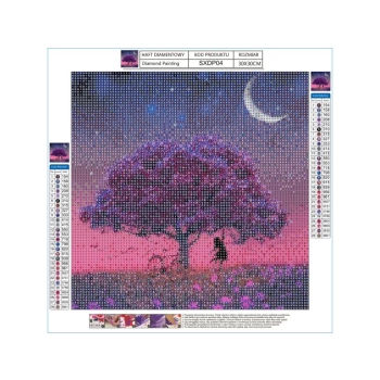 Haft Diamentowy, Obraz, Mozaika Diamentowa Diamond Painting, FIOLETOWY PEJZAŻ 30x30cm
