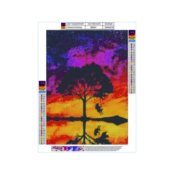 Haft Diamentowy, Obraz, Mozaika Diamentowa Diamond Painting, HUŚTAWKA NA DRZEWIE 30x40cm