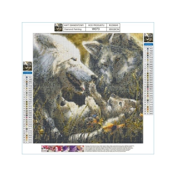 Haft Diamentowy, Obraz, Mozaika Diamentowa Diamond Painting, RODZINA WILKÓW Wilki 30x30cm
