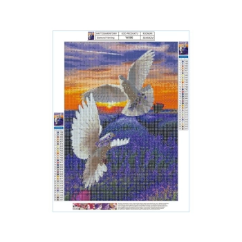 Haft Diamentowy, Obraz, Mozaika Diamentowa Diamond Painting, DWA GOŁĘBIE 30x40cm