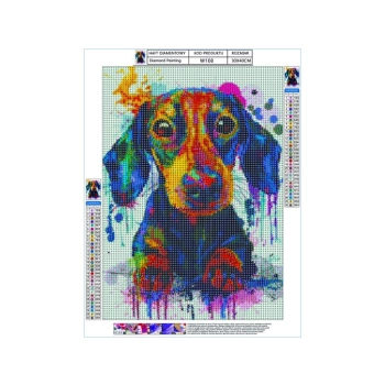 Haft Diamentowy, Obraz, Mozaika Diamentowa Diamond Painting, PIES W KOLORZE 30x40cm