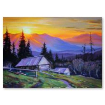 Haft Diamentowy, Obraz, Mozaika Diamentowa Diamond Painting, GÓRY - ZACHÓD SŁOŃCA 40x30cm