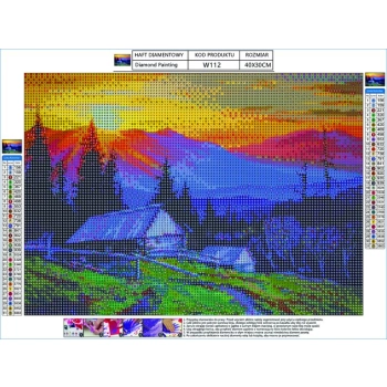 Haft Diamentowy, Obraz, Mozaika Diamentowa Diamond Painting, GÓRY - ZACHÓD SŁOŃCA 40x30cm