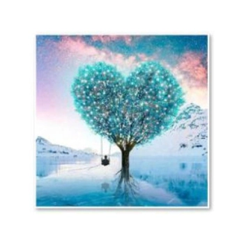 Haft Diamentowy, Obraz, Mozaika Diamentowa Diamond Painting, DRZEWO - SERCE 30x30cm