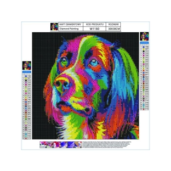 Haft Diamentowy, Obraz, Mozaika Diamentowa Diamond Painting, PIES - KOLOR 30x30cm