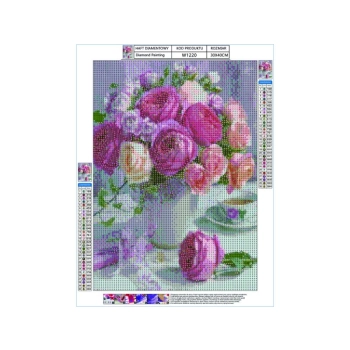 Haft Diamentowy, Obraz, Mozaika Diamentowa Diamond Painting, BUKIET RÓŻ 30x40cm