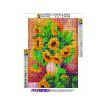 Haft Diamentowy, Obraz, Mozaika Diamentowa Diamond Painting, SŁONECZNIKI 30x40cm
