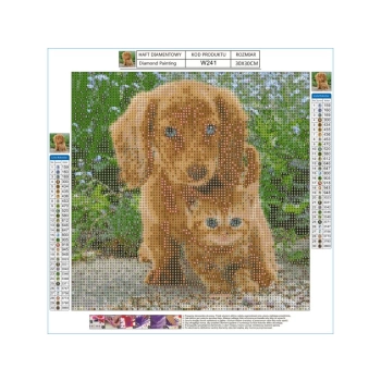 Haft Diamentowy, Obraz, Mozaika Diamentowa Diamond Painting, MALI PRZYJACIELE 30x30cm