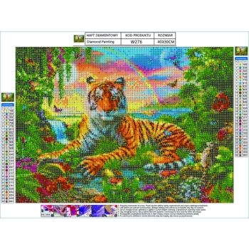 Haft Diamentowy, Obraz, Mozaika Diamentowa Diamond Painting, TYGRYS 40x30cm
