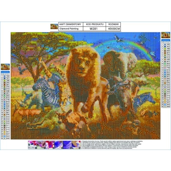 Haft Diamentowy, Obraz, Mozaika Diamentowa Diamond Painting, ZWIERZĘTA AFRYKI 40x30cm