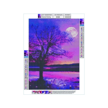 Haft Diamentowy, Obraz, Mozaika Diamentowa Diamond Painting, DRZEWO - FIOLET 30x40cm