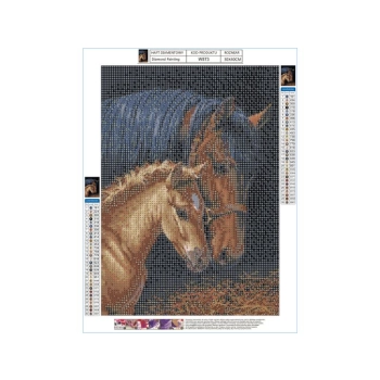 Haft Diamentowy, Obraz, Mozaika Diamentowa Diamond Painting, KOŃ I ŹREBIĘ 30x40cm